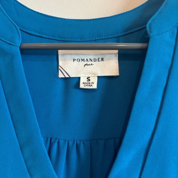 Tuckernuck Pomander Place Capri Blue Crepe Kenzo Dress Size Small Long Sleeve - Picture 8 of 8